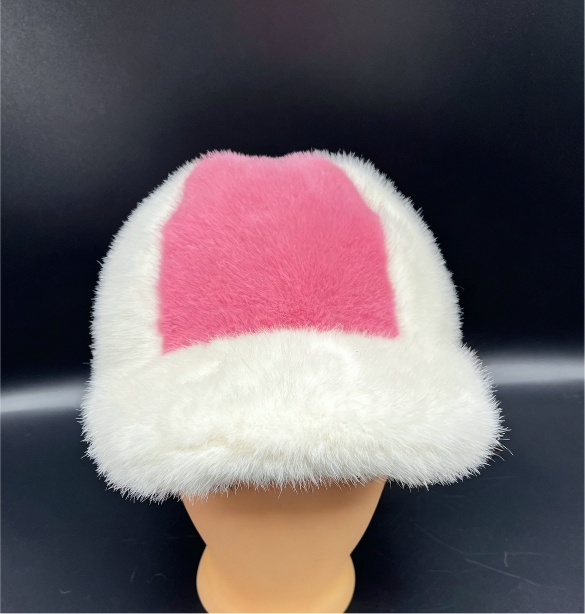 Fuzzy Faux Fur Baseball Cap in Leopard or Colorblock - Pink - 1