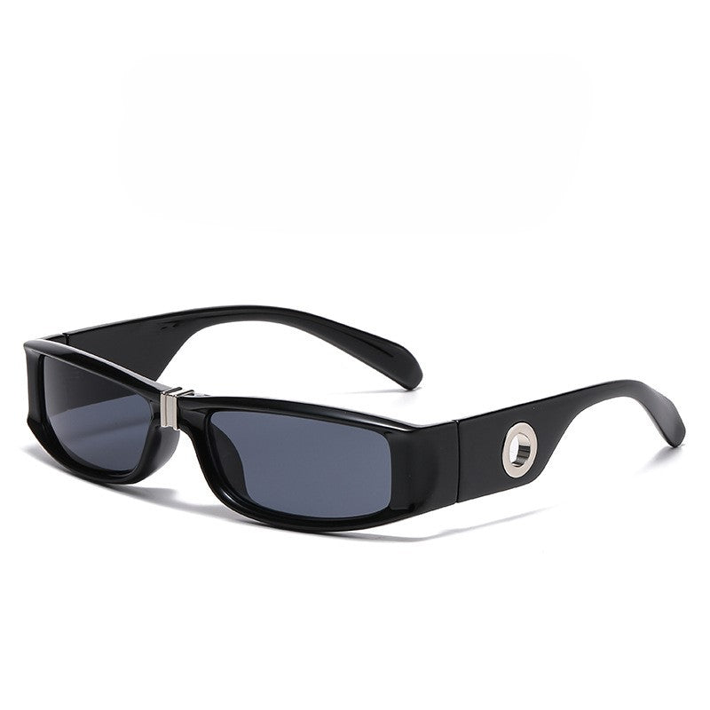 Y2K Wrap Around Rectangle Sunglasses - Black