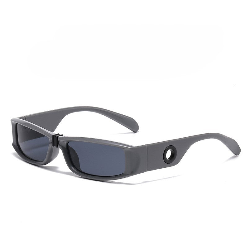 Y2K Wrap Around Rectangle Sunglasses - Grey