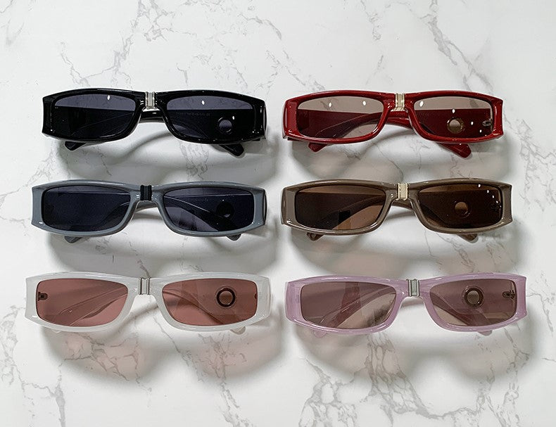 Y2K Wrap Around Rectangle Sunglasses - Pink - 1
