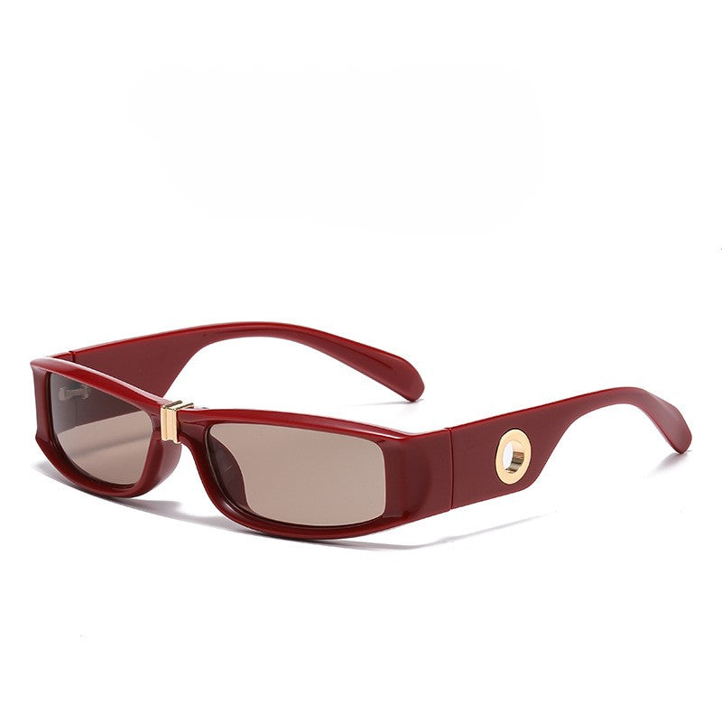 Y2K Wrap Around Rectangle Sunglasses - Red