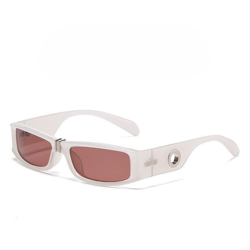 Y2K Wrap Around Rectangle Sunglasses - White