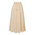 Tiered Cotton Drawstring Maxi Skirt - Beige