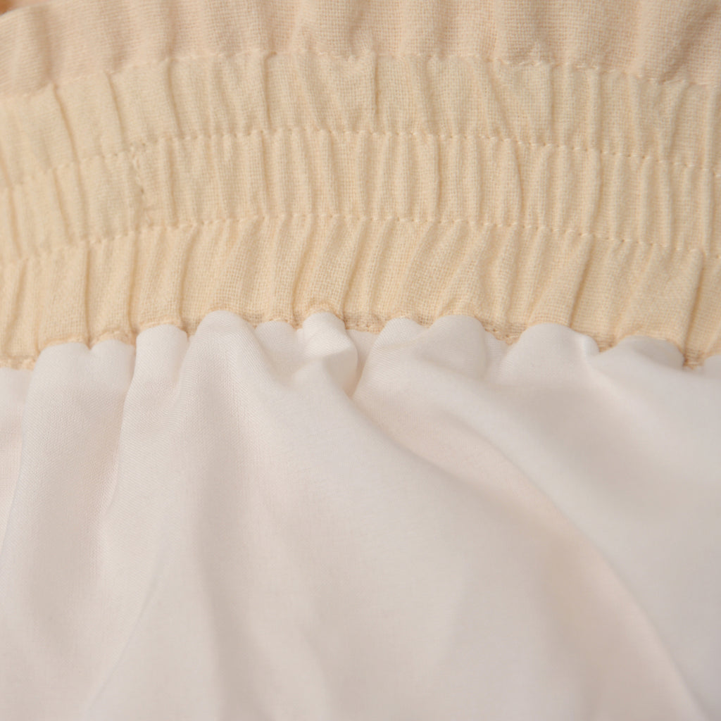 Tiered Cotton Drawstring Maxi Skirt - Beige - 3