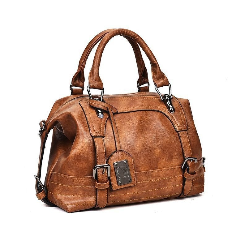 Vintage Faux Leather Boston Satchel