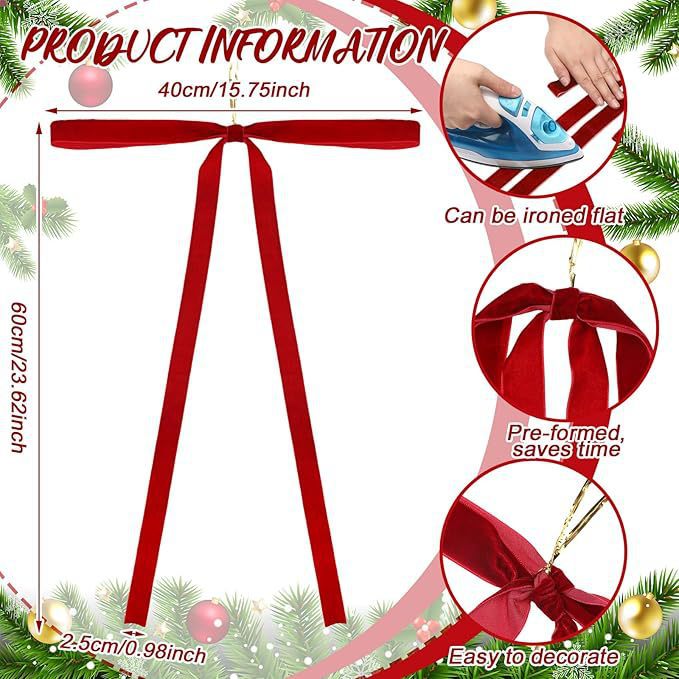 Long Tail Velvet Christmas Bows for Garland Decor