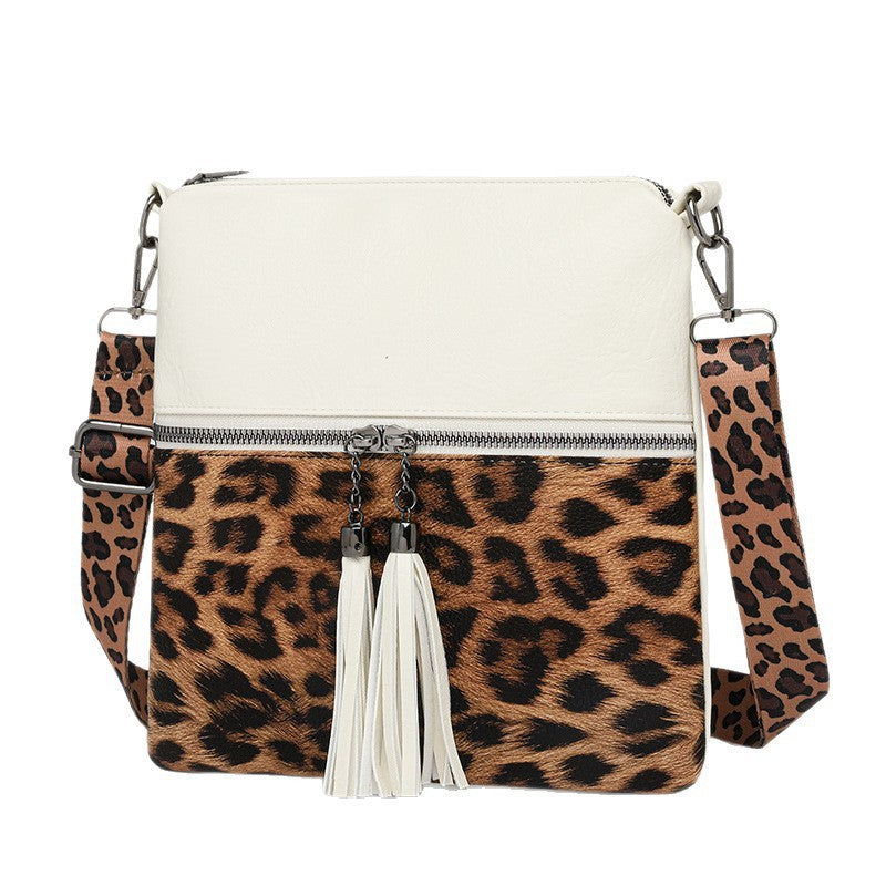Leopard Print Tassel Crossbody Bag
