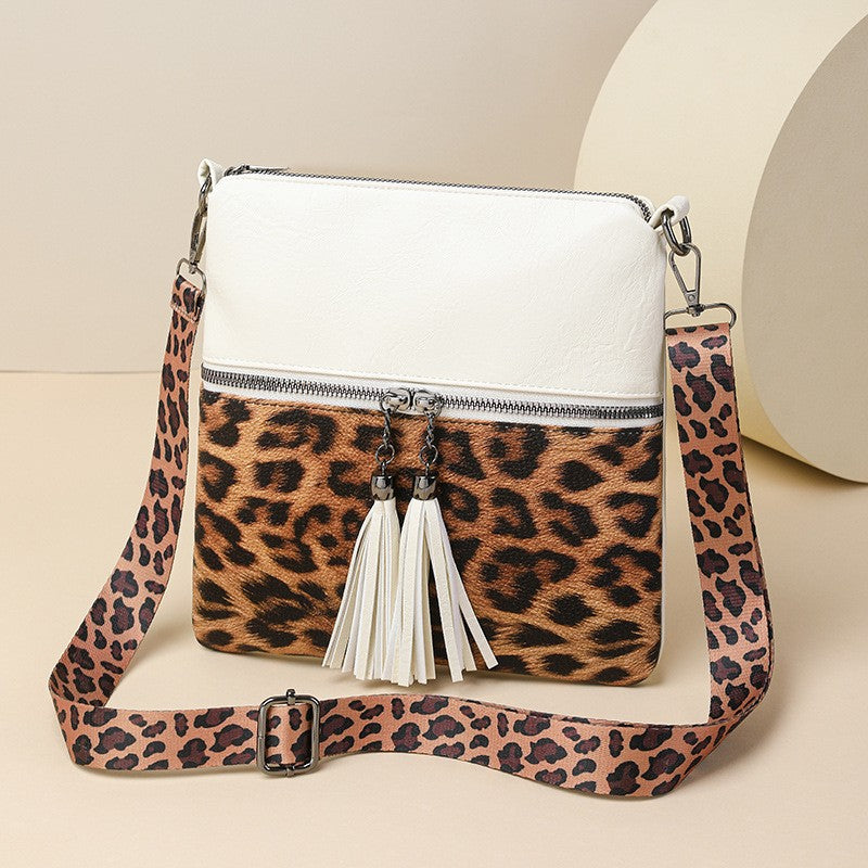 Leopard Print Tassel Crossbody Bag