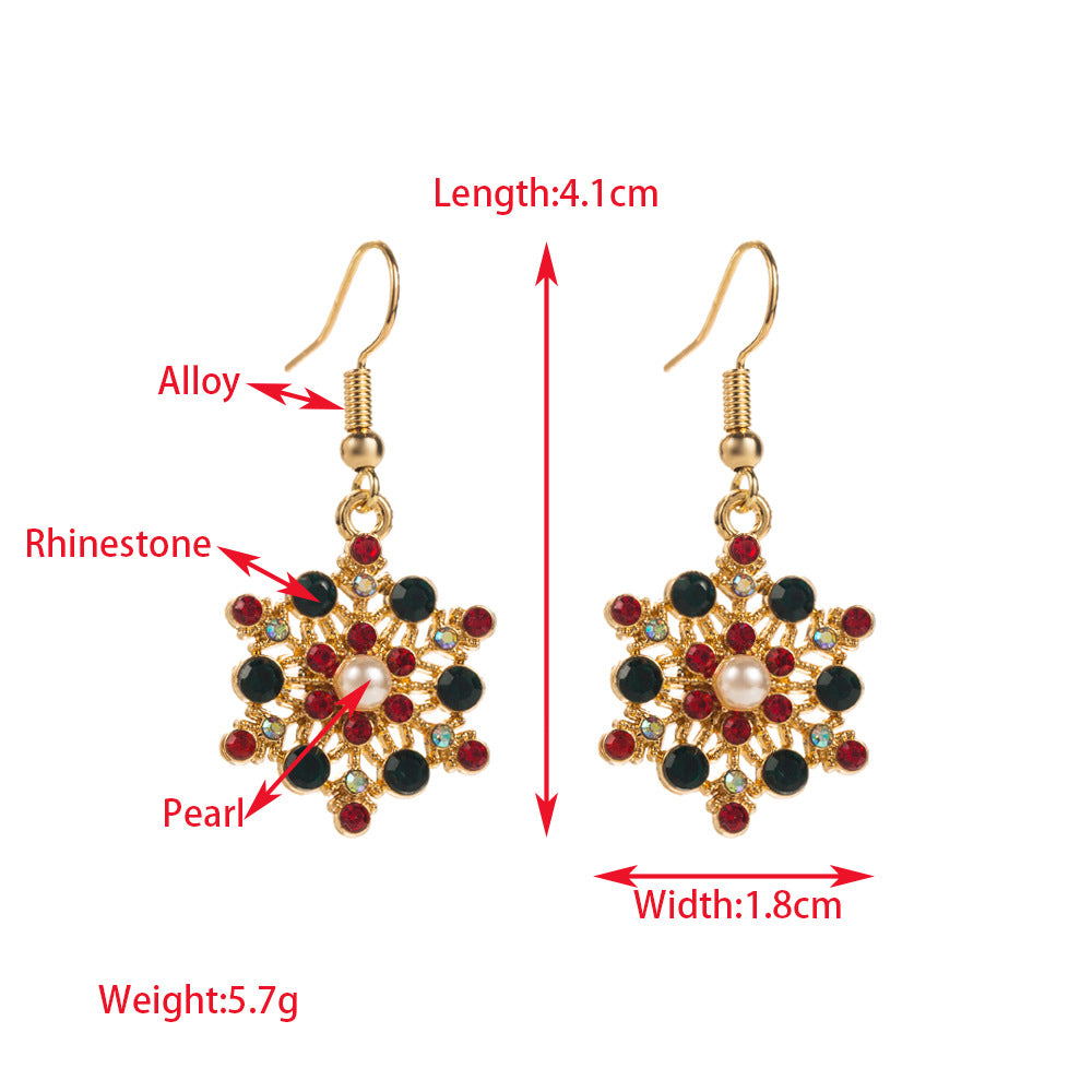 Rhinestone Reindeer And Stocking Earrings - Snowflake - 1