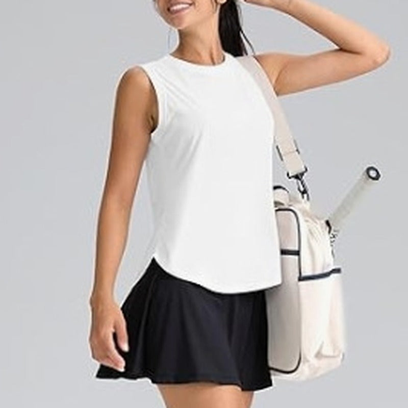 Lightweight Loose Fit Curved Hem Tennis Tank Top