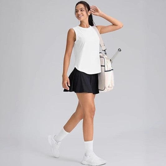 Lightweight Loose Fit Curved Hem Tennis Tank Top