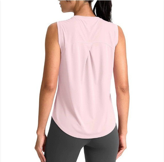 Lightweight Loose Fit Curved Hem Tennis Tank Top