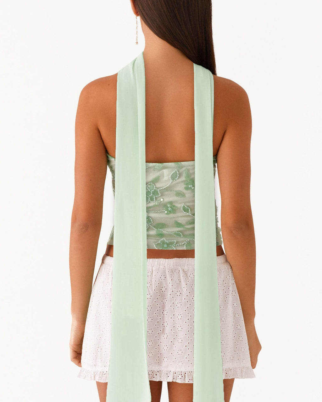 Sequined Floral Strapless Tube Tank Top - Pink - 2