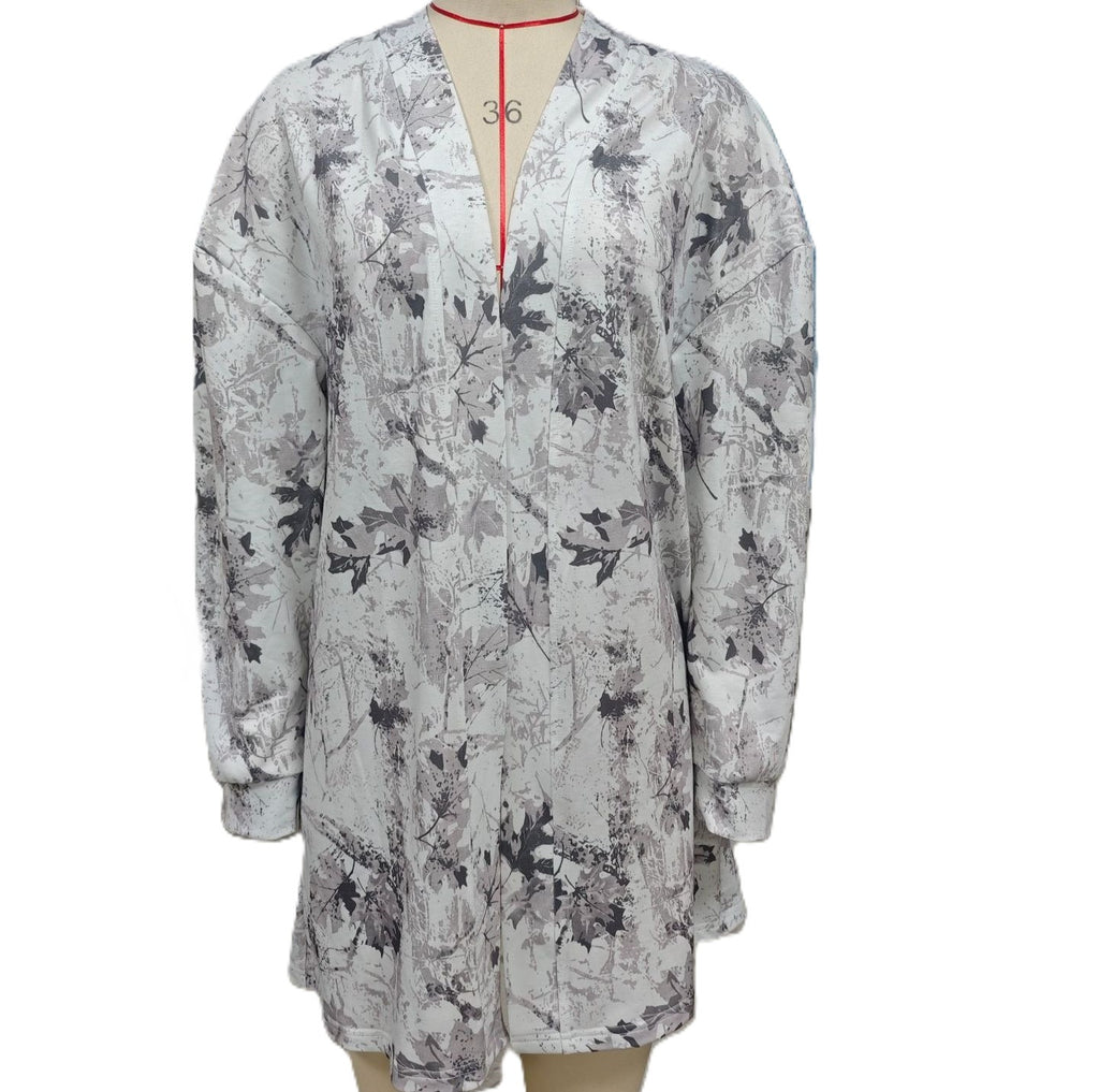 Longline Open Front Printed Duster Cardigan - NO-1 - 1