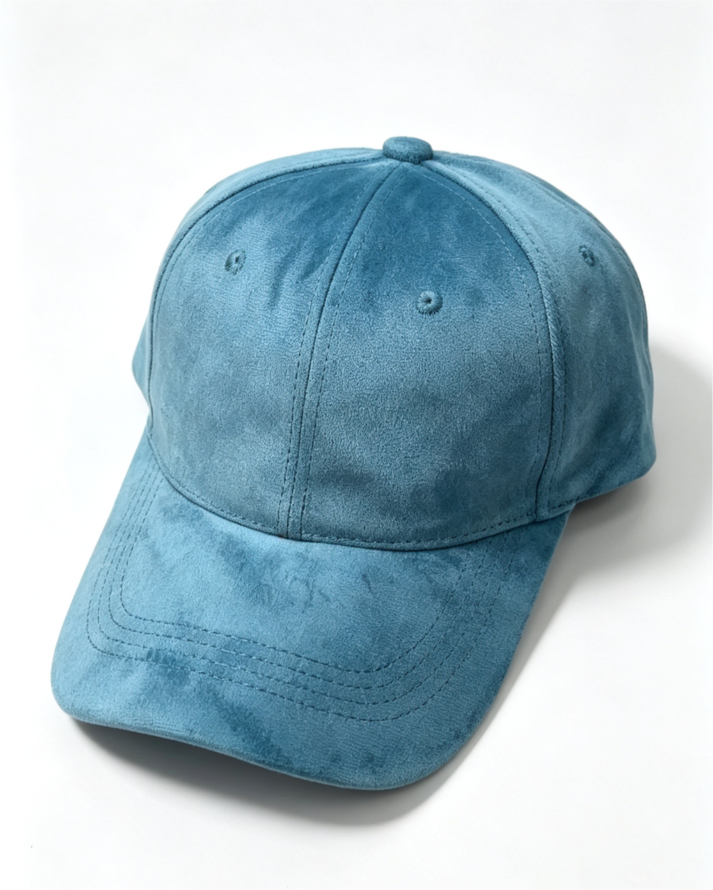 Faux Suede Baseball Cap With Curved Brim - Blue