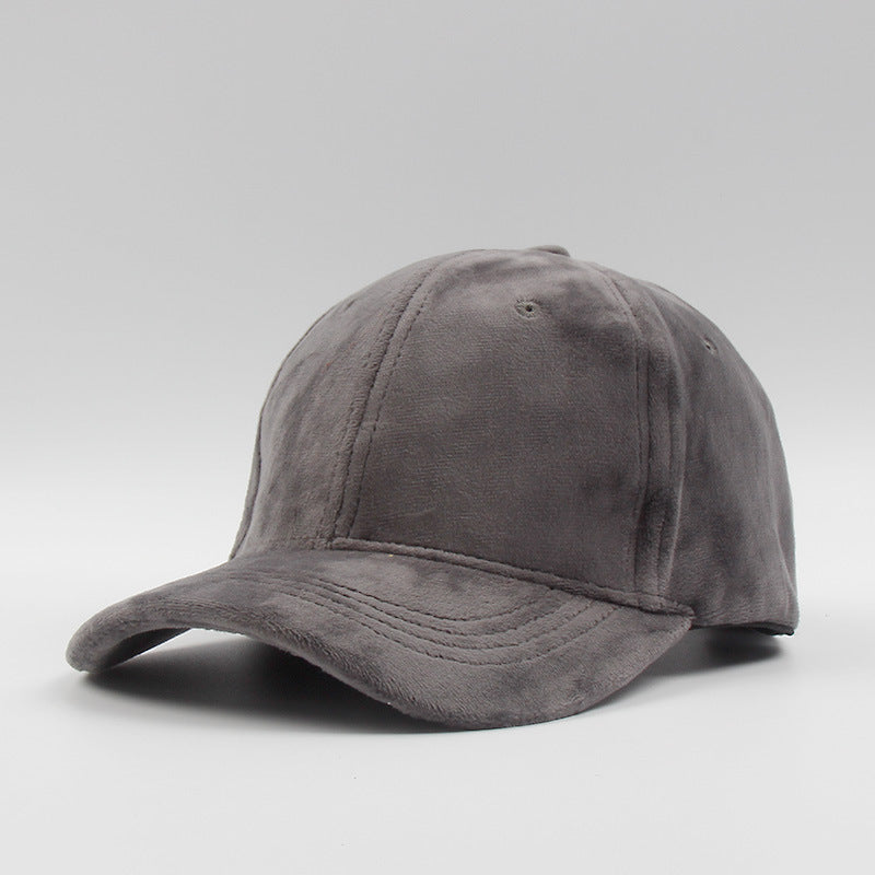 Faux Suede Baseball Cap With Curved Brim - Grey