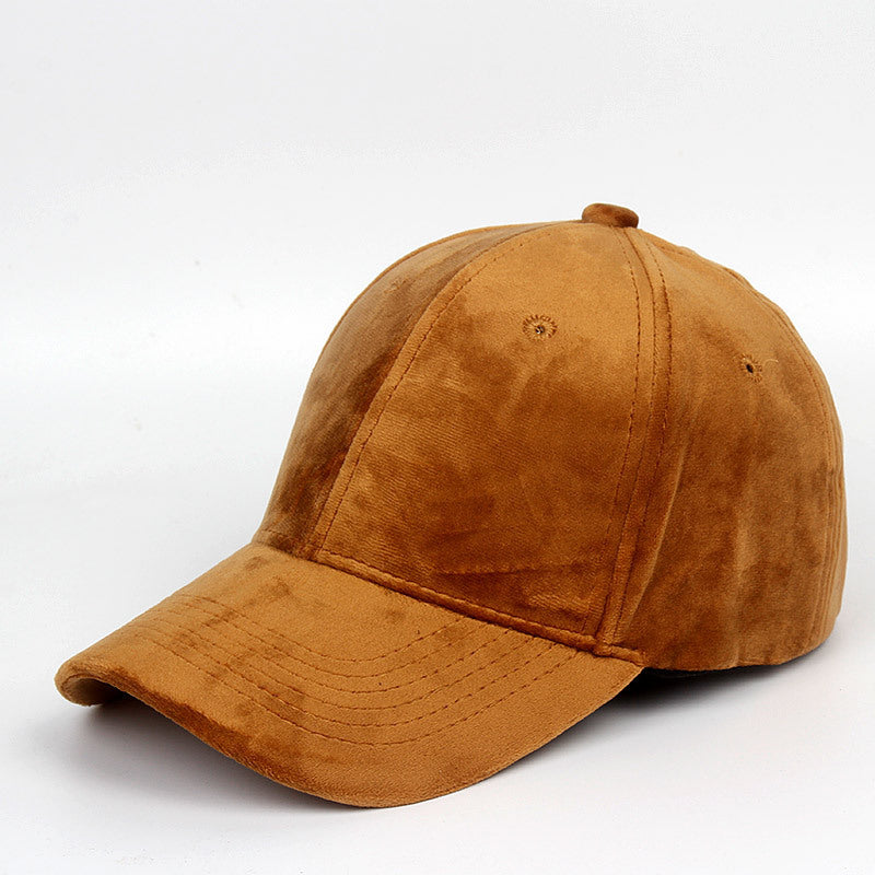 Faux Suede Baseball Cap With Curved Brim - Khaki