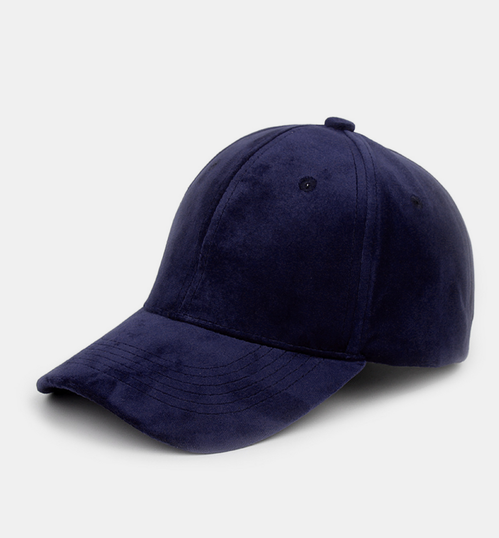 Faux Suede Baseball Cap With Curved Brim - NavyBlue - 1