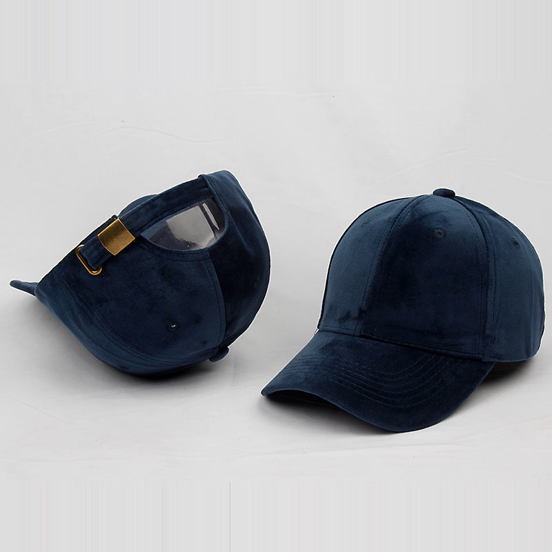 Faux Suede Baseball Cap With Curved Brim - NavyBlue - 3