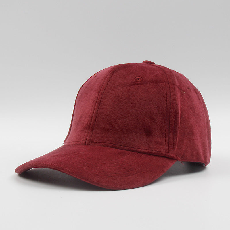 Faux Suede Baseball Cap With Curved Brim - Wine_red
