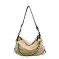 Slouchy Nylon Crossbody Bag With Braided Handle - Cream