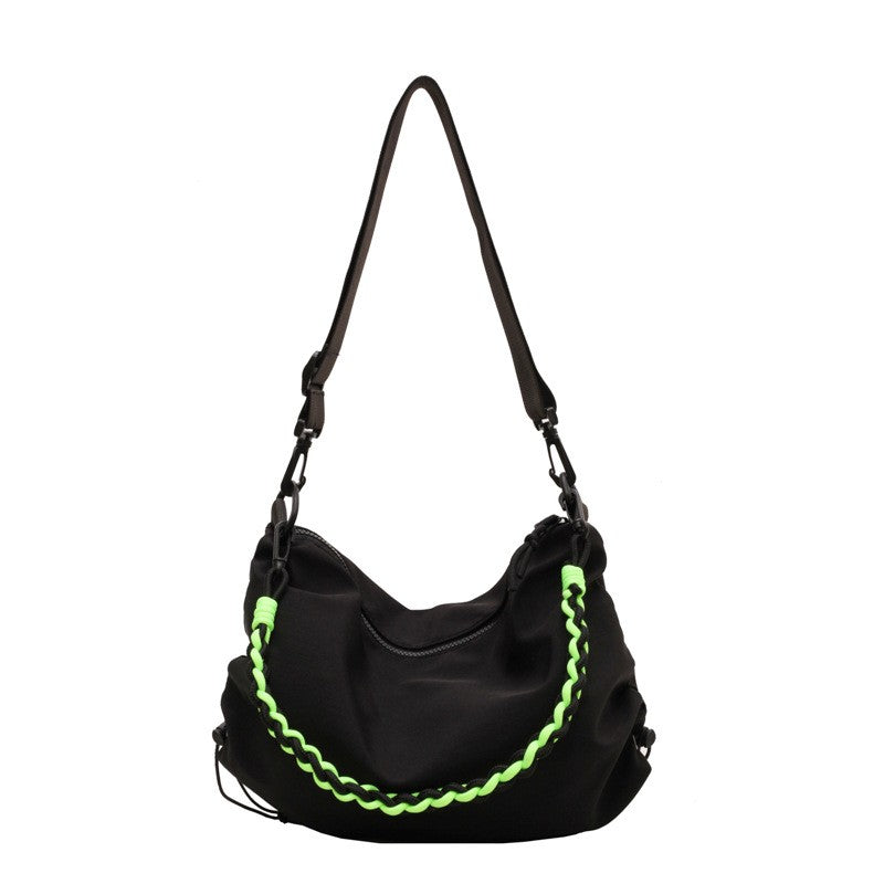 Slouchy Nylon Crossbody Bag With Braided Handle