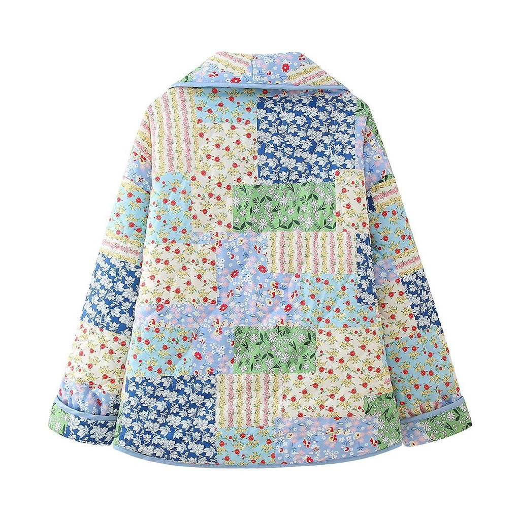 Ditsy Patchwork Quilted Chore Jacket - Green - 2