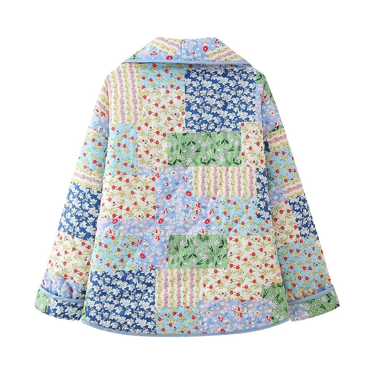 Ditsy Patchwork Quilted Chore Jacket - Green - 2