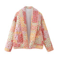 Ditsy Patchwork Quilted Chore Jacket - Orange