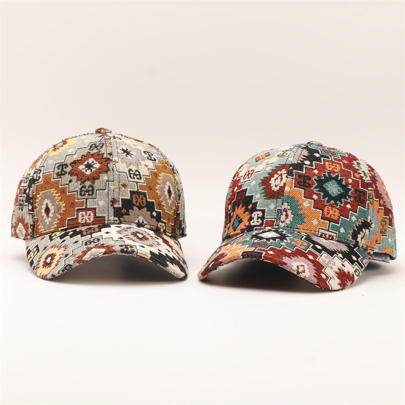 Southwestern Jacquard Woven Baseball Cap - Red