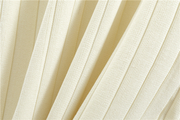 Rib Knit Sleeveless Dress And Cardigan Set - Off-White - 6