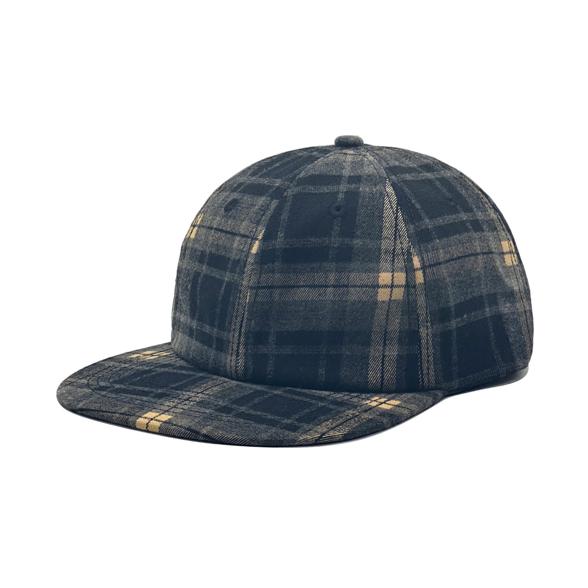 Classic Plaid Six Panel Baseball Cap Flat Bill - DarkGray