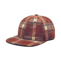 Classic Plaid Six Panel Baseball Cap Flat Bill - Red
