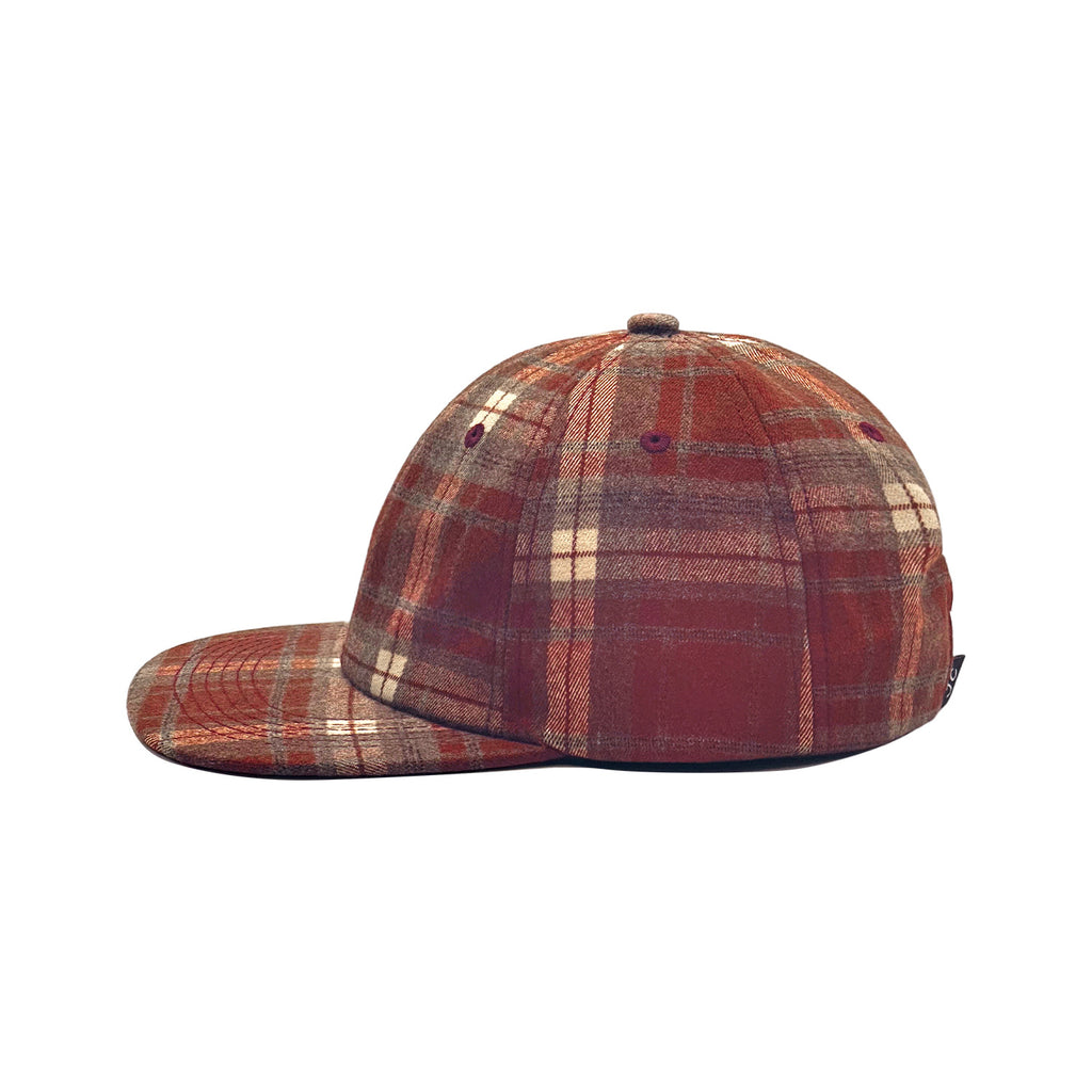 Classic Plaid Six Panel Baseball Cap Flat Bill - Red - 1