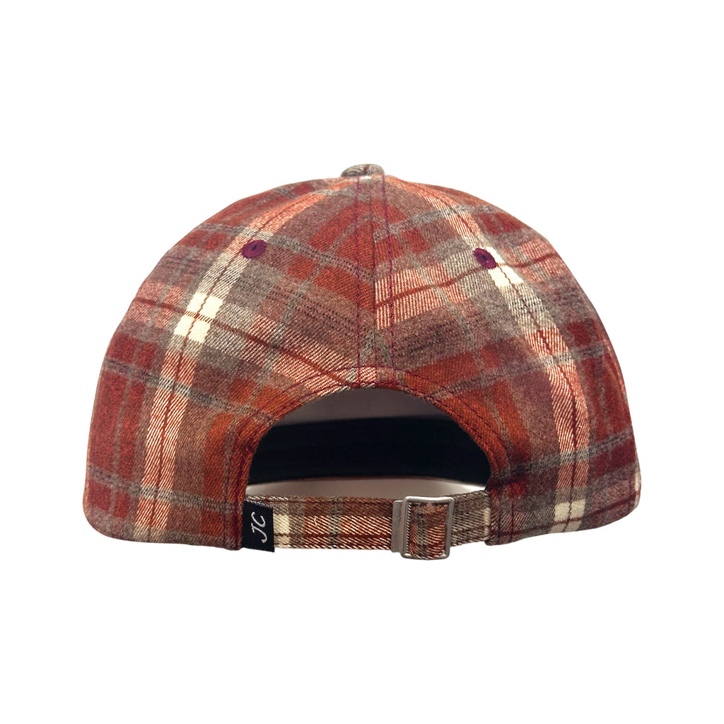 Classic Plaid Six Panel Baseball Cap Flat Bill - Red - 5