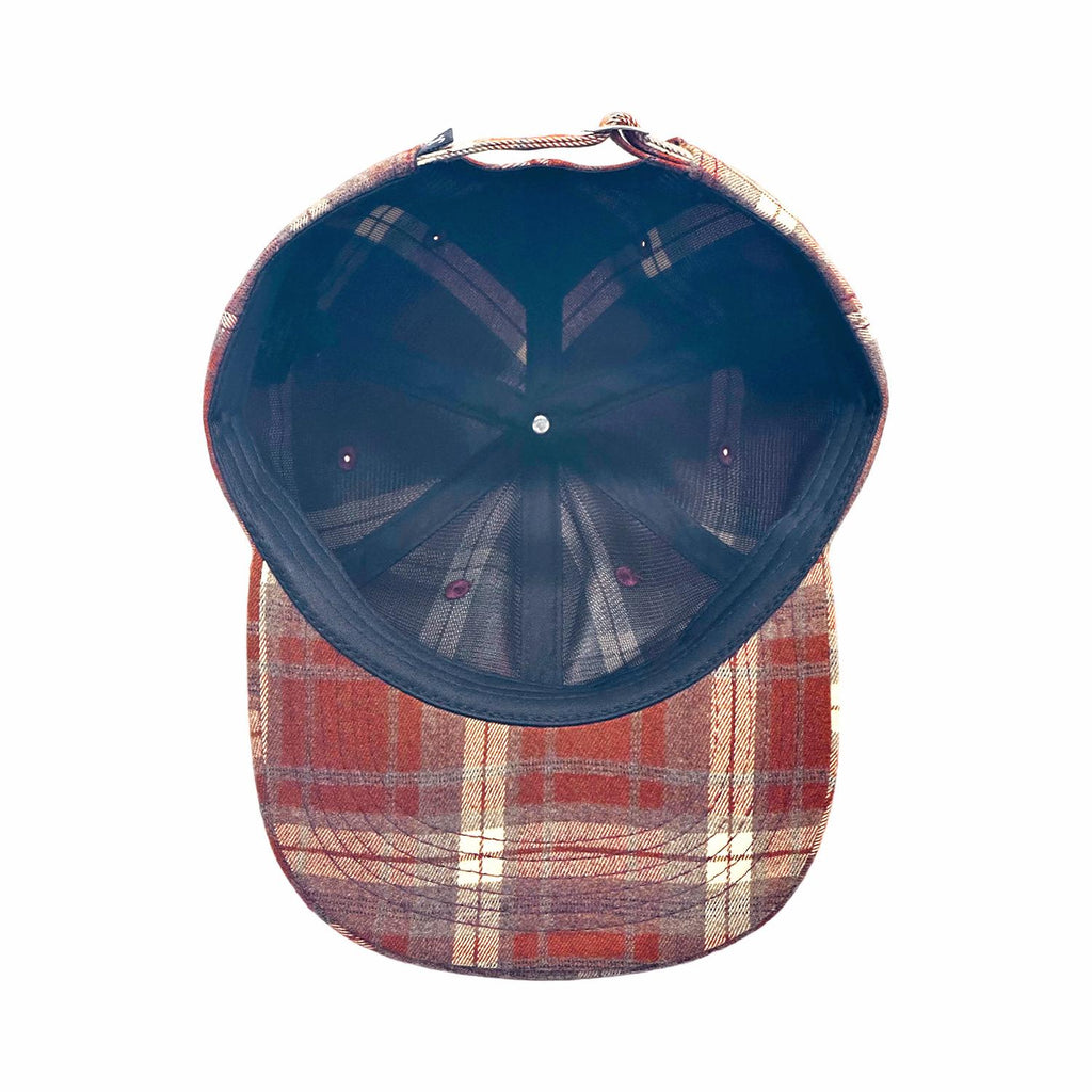 Classic Plaid Six Panel Baseball Cap Flat Bill - Red - 6