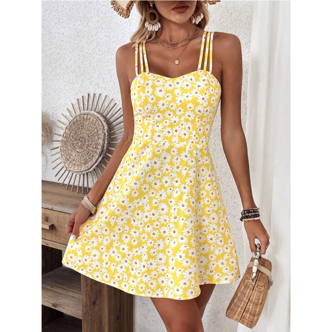 Ditsy Daisy Print Strappy Mini Dress - view 1