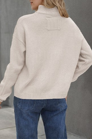 Ribbed Knit Cardigan With Utility Pockets - Beige - 1
