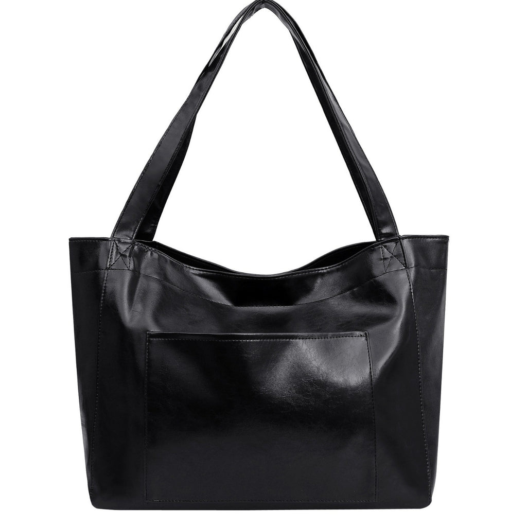 Oversized Oil Wax Faux Leather Tote Bag