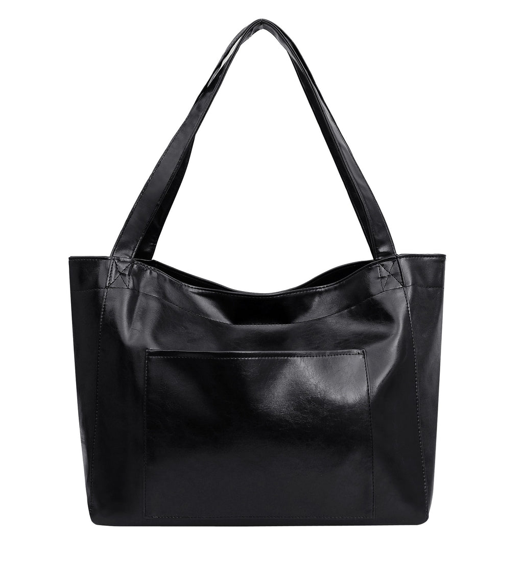 Oversized Oil Wax Faux Leather Tote Bag