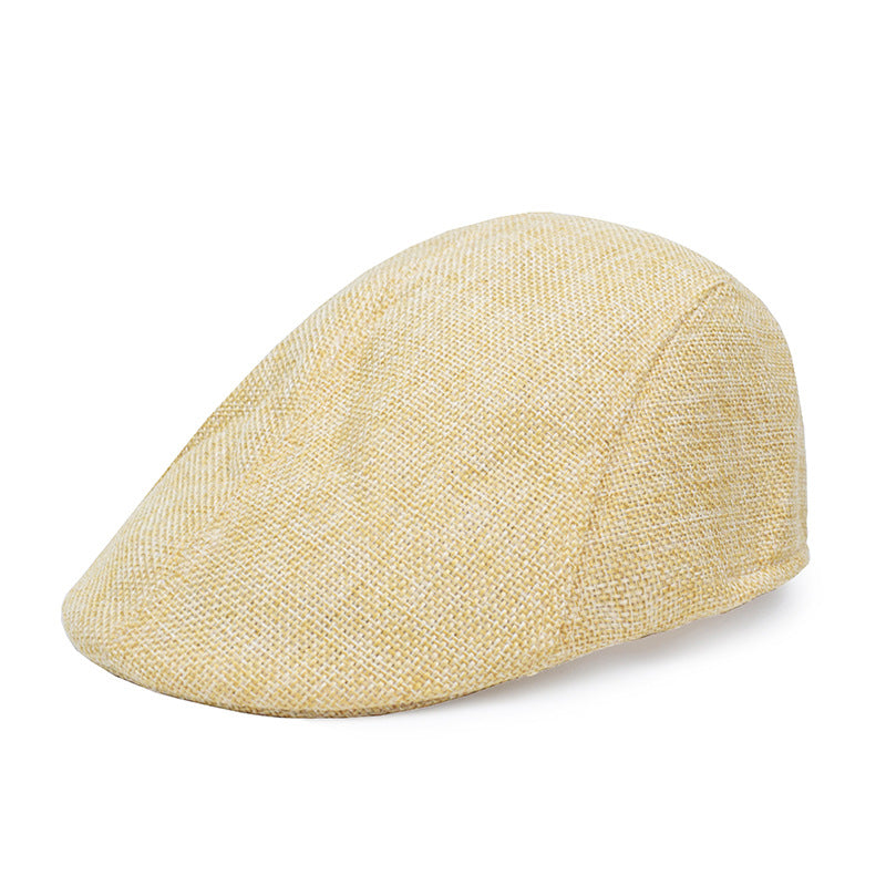 Textured Woven Beret Cap - Beige