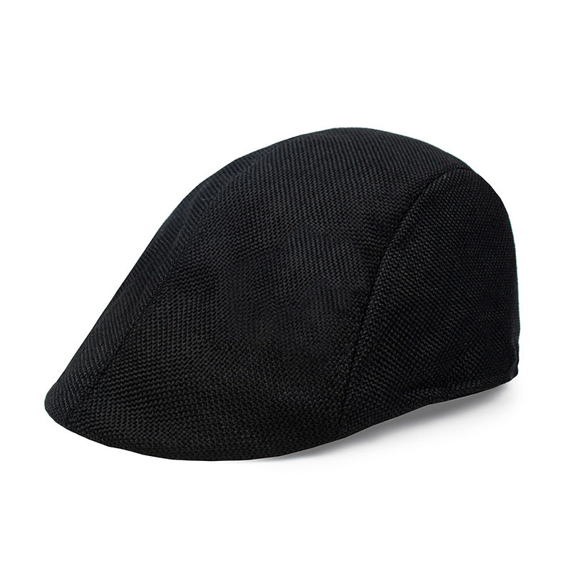 Textured Woven Beret Cap - black