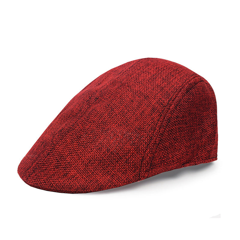 Textured Woven Beret Cap - red