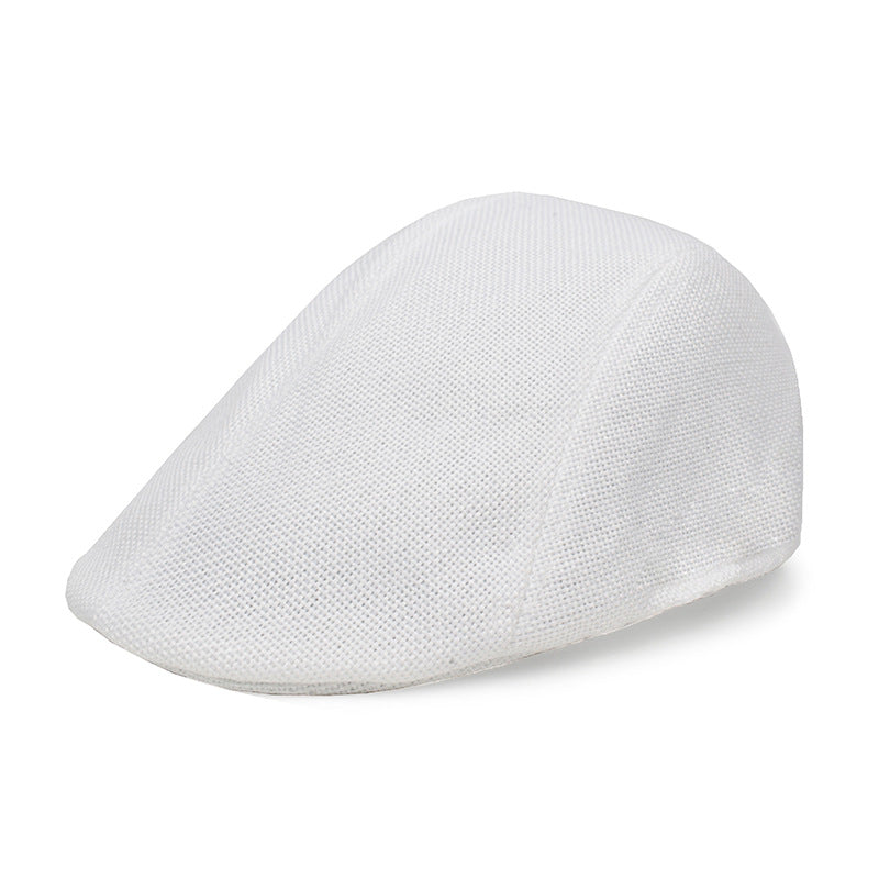 Textured Woven Beret Cap - white