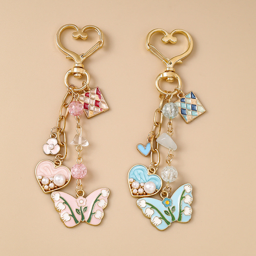Butterfly Heart Charm Keychain Clip