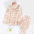 Heart Print Long Sleeve Pajama Set - Beige