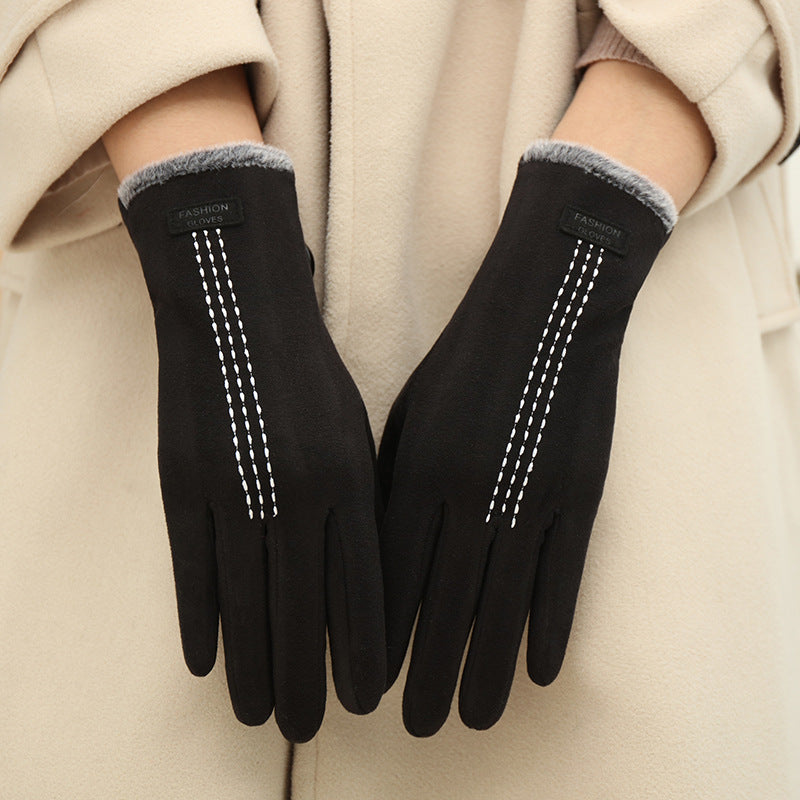 Fleece Lined Touchscreen Winter Gloves - Black