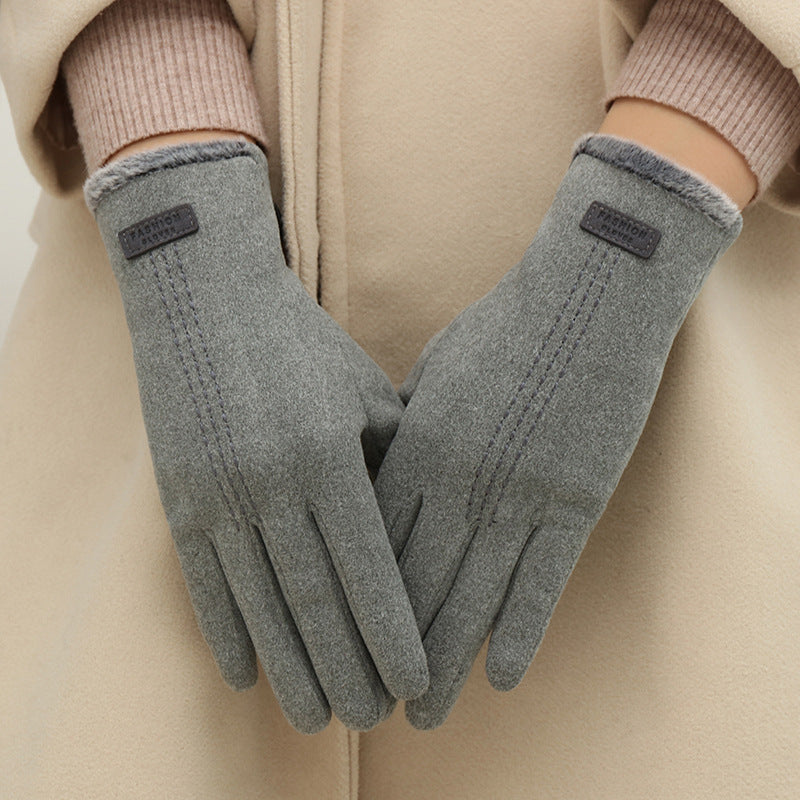Fleece Lined Touchscreen Winter Gloves - Grey