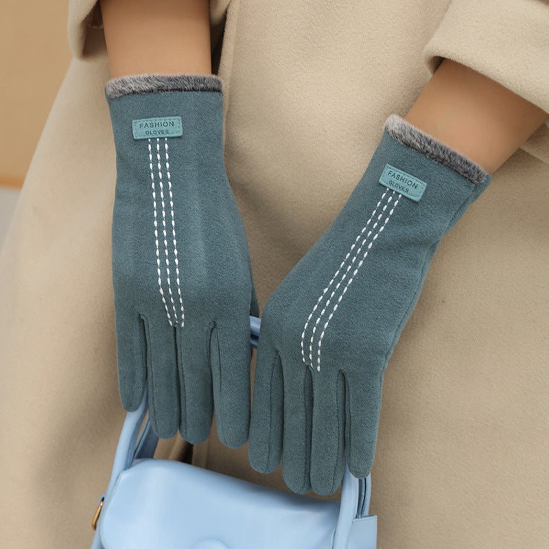 Fleece Lined Touchscreen Winter Gloves - LakeBlue