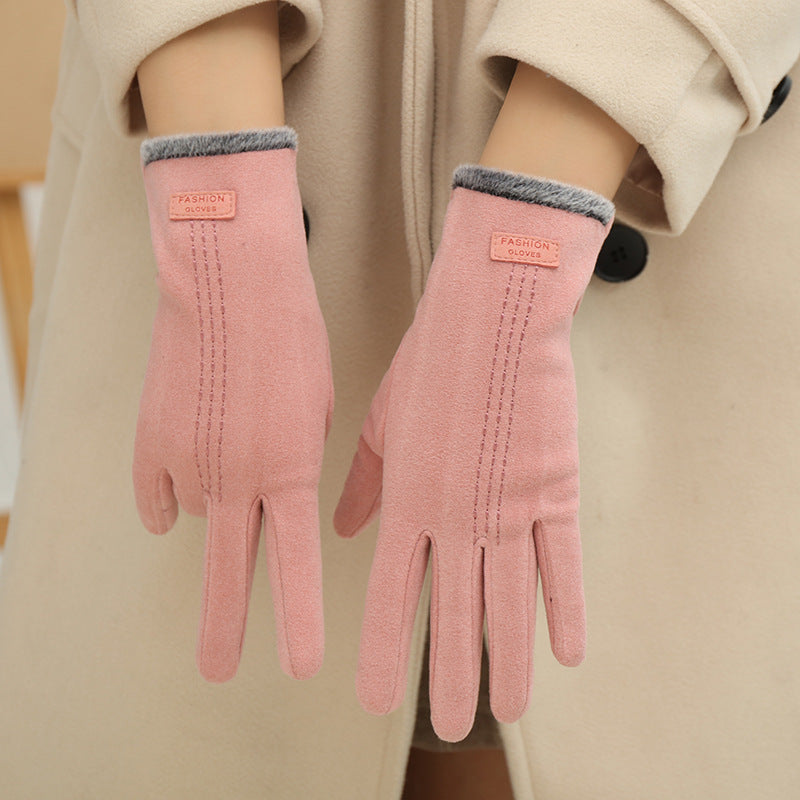 Fleece Lined Touchscreen Winter Gloves - Pink